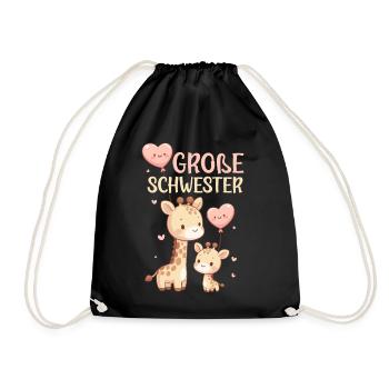 Big Sister Giraffe Sibling - Drawstring Bag - black - Front