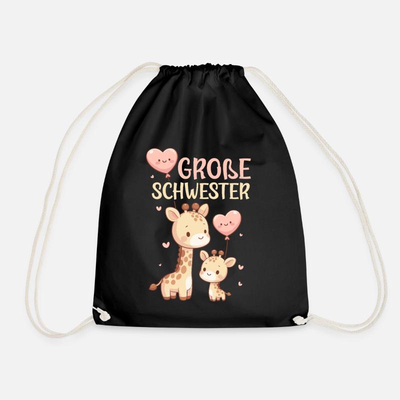 Große Schwester Giraffen Geschwisterkind - Turnbeutel - Schwarz