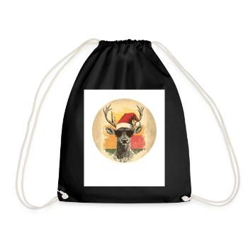 Reindeer Deer Antlers Reindeer Vintage Christmas - Drawstring Bag - black - Front