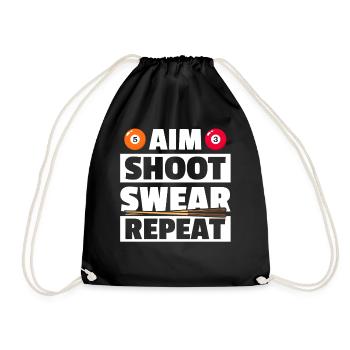 Vise, tire, jurons, billard drôle, joueur de billard - Sac de sport léger - noir - Devant
