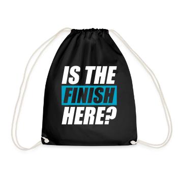 Is the finish here? funny running jogging runner - Drawstring Bag - black - Front
