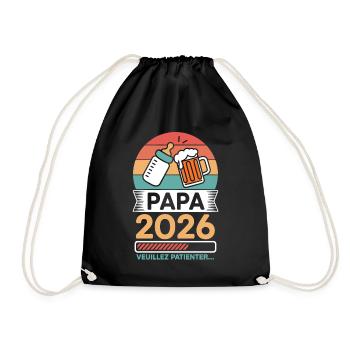 Dad 2026 Please Wait Future Dad Humor - Drawstring Bag - black - Front