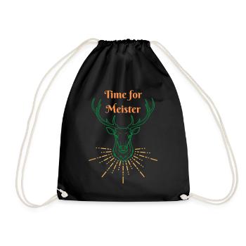 Time for Meister Hirsch - Drawstring Bag - black - Front