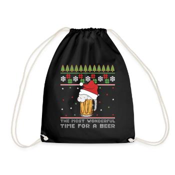 Bière de Noël Pull Moche Noël Alcool Apéro Moche - Sac de sport léger - noir - Devant