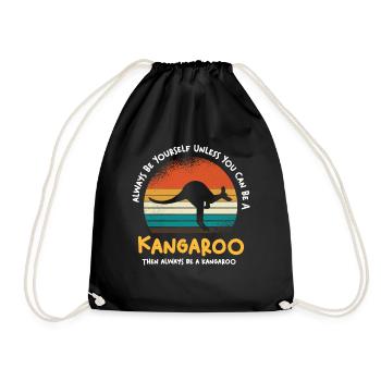 Känguru Retro Sonnenuntergang - Turnbeutel - Schwarz - Vorne