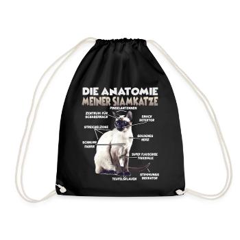 Siamkatzen Geschenk  Katzenbesitzer Geschenkidee - Turnbeutel - Schwarz - Vorne