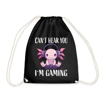 Gaming Axolotl mit Kopfhörern - Turnbeutel - Schwarz - Vorne