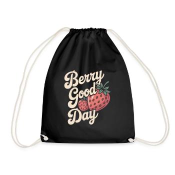 Berry Good Day - Strawberry - Drawstring Bag - black - Front