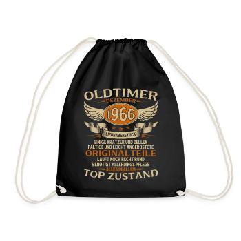 59. Geburtstag Geschenk Oldtimer Dezember 1966 - Turnbeutel - Schwarz - Vorne