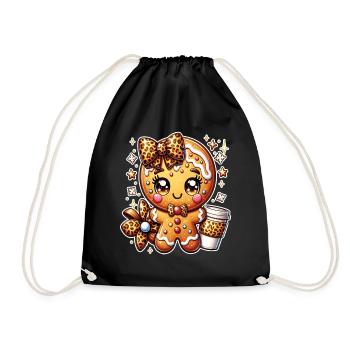 Noël de Noël en coquette de léopard en pain d’épices - Sac de sport léger - noir - Devant