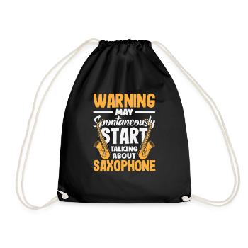 Warning May Start Talk About Jazz Saxophone - Drawstring Bag - black - Front