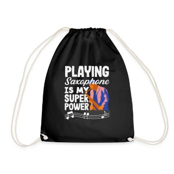 Jazz Saxophone Superpower Saxophonist - Drawstring Bag - black - Front
