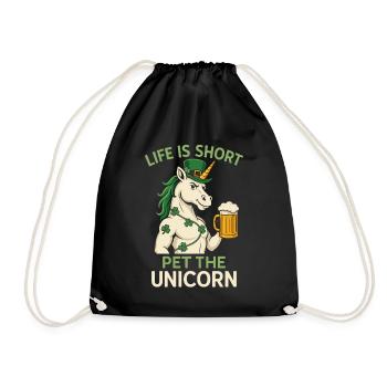 Life is Short – Unicorn Cheers - Drawstring Bag - black - Front