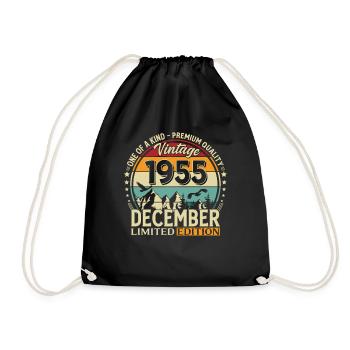 70th Birthday Vintage December Vintage 1955 - Drawstring Bag - black - Front