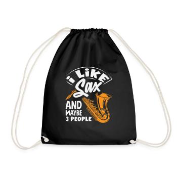 I like saxophone and 3 people funny saxophone - Drawstring Bag - black - Front