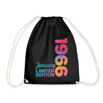 Birthday January 1966 Born in January Gift - Drawstring Bag - black - Front