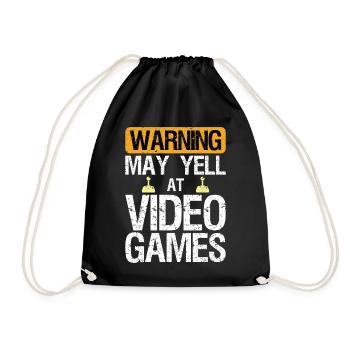 Warning May Yell at Play Video Games Gamer Gaming - Turnbeutel - Schwarz - Vorne