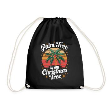 Palm Tree Is My Christmas Tree Tropical - Drawstring Bag - black - Front