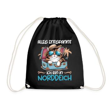 Nordsee Urlaub ALLES ENTSPANNT BIN IN NORDDEICH - Turnbeutel - Schwarz - Vorne