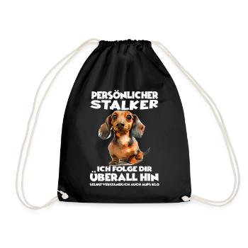 Geschenkidee Hundebesitzer Dackel T - Turnbeutel - Schwarz - Vorne