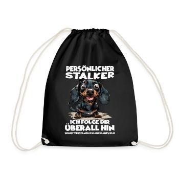 Kurzhaardackel Gassi T Hundeliebhaber Dackel Hunde - Turnbeutel - Schwarz - Vorne