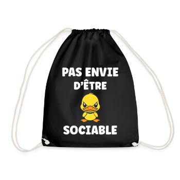 Don't want to be sociable duck - Drawstring Bag - black - Front