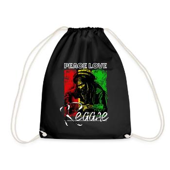 Frieden Liebe Reggae Rastafari Gitarre - Turnbeutel - Schwarz - Vorne