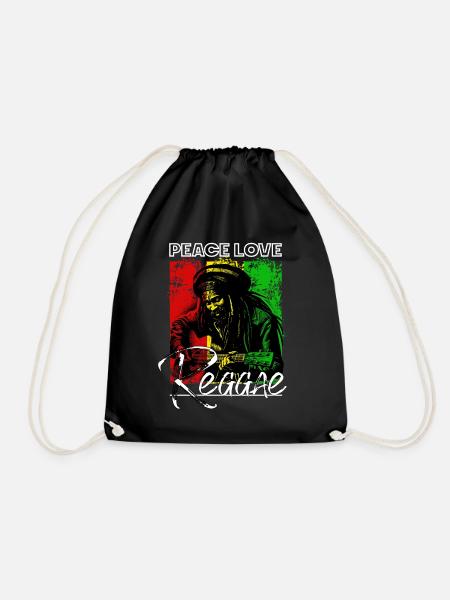 Frieden Liebe Reggae Rastafari Gitarre - Turnbeutel - Schwarz