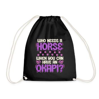 Okapi Tier Who Needs A Horse? - Drawstring Bag - black - Front