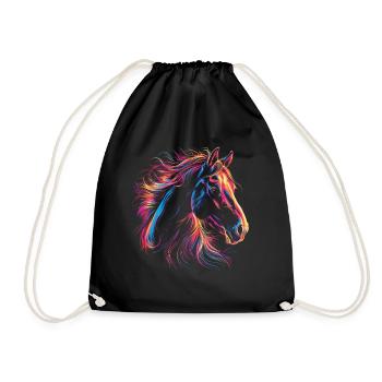 Colorful Horse Portrait in Artistic Style - Drawstring Bag - black - Front