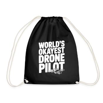 World’s Okayest Drone Pilot - Drawstring Bag - black - Front