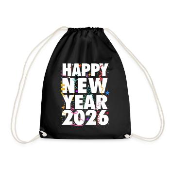 Happy New Year 2026 Countdown Celebration Festive - Drawstring Bag - black - Front