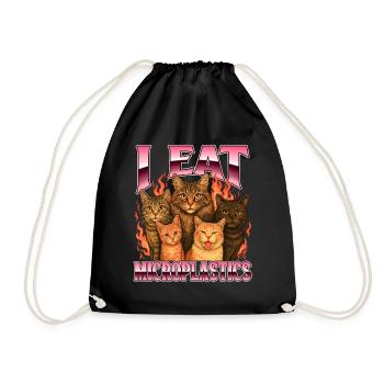 I Eat Microplastics Funny Sarcastic Eco Meme - Drawstring Bag - black - Front