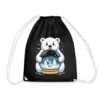 Polar Bear Snow Globe Impression - Drawstring Bag - black - Front