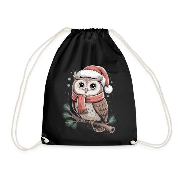 Christmas Owl Magic Scarf - Drawstring Bag - black - Front