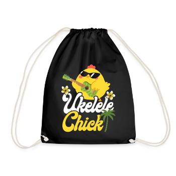 Hawaiian Ukulele Uke Chicken Girl - Turnbeutel - Schwarz - Vorne