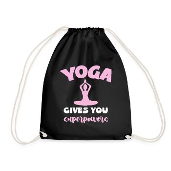 Yoga Gibt Dir Superkräfte - Turnbeutel - Schwarz - Vorne