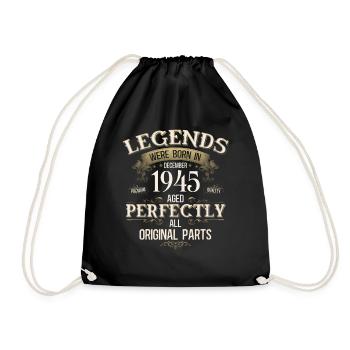 80e anniversaire Légende Décembre Né en 1945 - Sac de sport léger - noir - Devant
