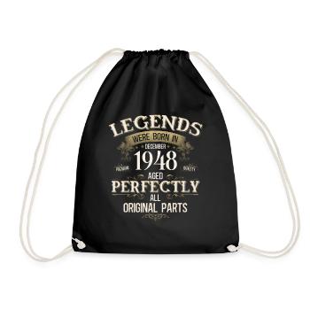 77th Birthday Legend December Vintage 1948 - Drawstring Bag - black - Front