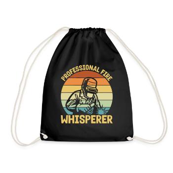 Professional Fire Whisperer Funny Vintage Welder - Drawstring Bag - black - Front