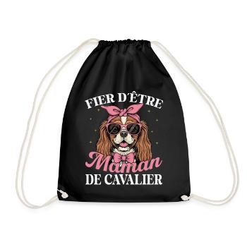proud to be the mom of a cute Cavalier dog - Drawstring Bag - black - Front