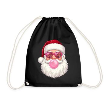 Santa Claus with Sunglasses and Chewing Gum - Drawstring Bag - black - Front