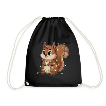 Squirrel hung with lights - Drawstring Bag - black - Front