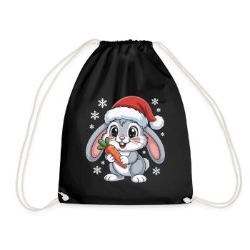 Winter bunny with carrot - Drawstring Bag - black - Front