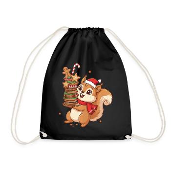Écureuil de Noël avec des biscuits - Sac de sport léger - noir - Devant