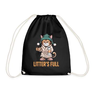 Cozy Cat Morning - Drawstring Bag - black - Front