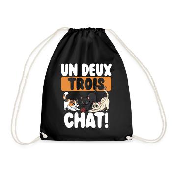 One, two, three cats, cute cats, - Drawstring Bag - black - Front