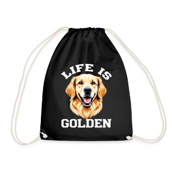 Leben ist Gold: Golden Retriever - Turnbeutel - Schwarz - Vorne