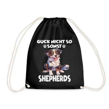 Dog Australian Shepherd T Dog Owner Gift - Drawstring Bag - black - Front