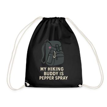 Women's solo hiker empowerment trail - Drawstring Bag - black - Front
